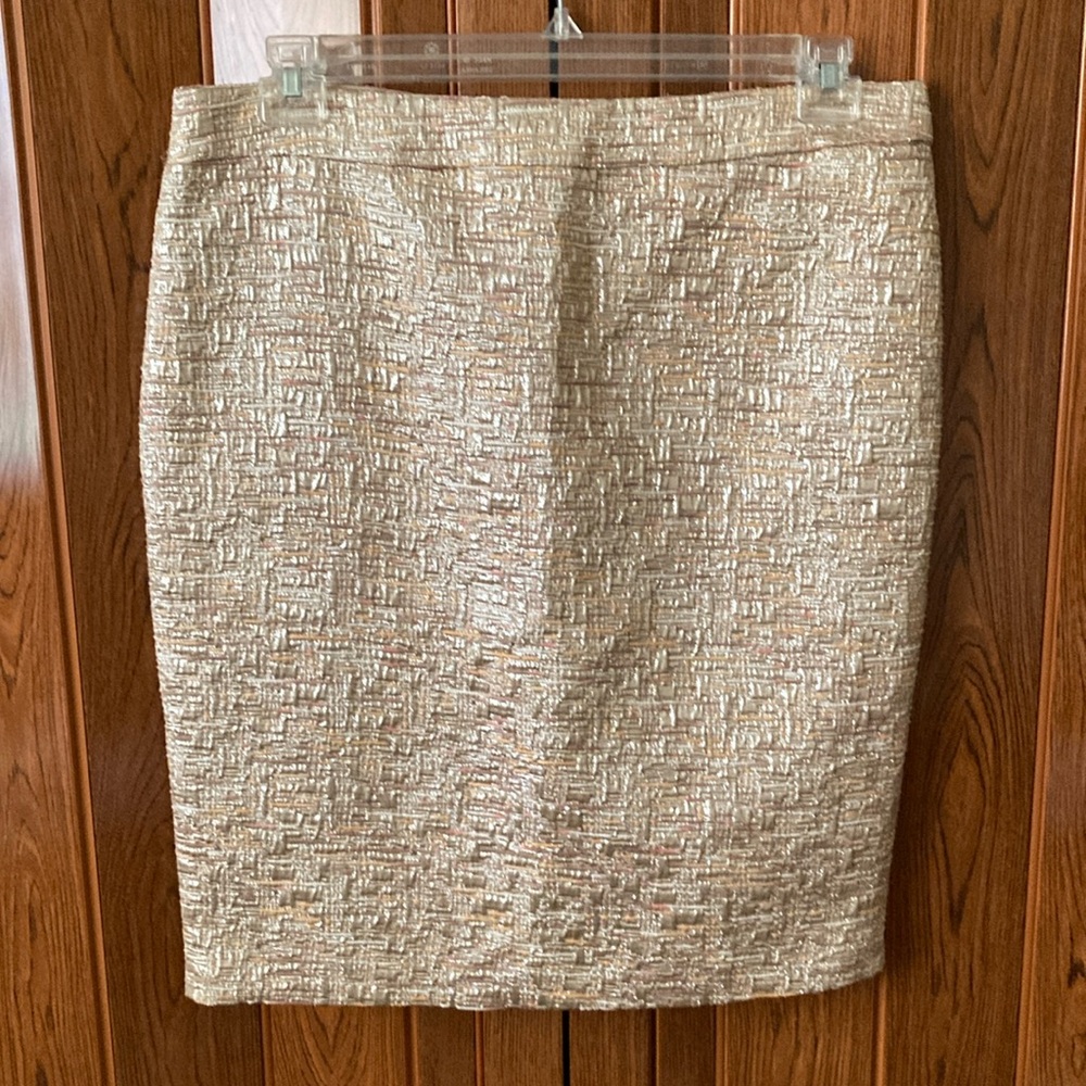 Willi Smith Women’s Pencil Skirt Size12 with Sequins Beige With Zipper Closure
